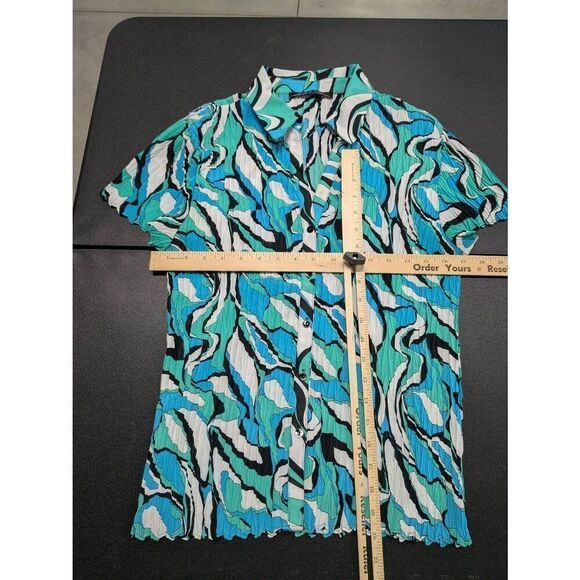 Violet & Claire Button Up Blue Stretch Blouse Abstract Print Top Women's Extra L - Picture 5 of 5